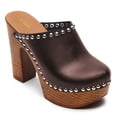 thumbnail image 1 of YDN Women Chunky Platform Round Toe Clogs Mules Rivets Studs Slip On Cork High Heels Slides Sandals Dressy Prom Daily Shoes Size 9.5 Brown, 1 of 4