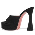 thumbnail image 1 of YDN Women Classic Block Platform High Heels Pumps Square Open Toe Slip On Dressy Wedding Slide Party Dressy Mules Shoes Size 10.5 Black, 1 of 4