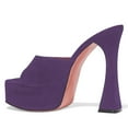 thumbnail image 1 of YDN Women Classic Block Platform High Heels Pumps Square Open Toe Slip On Dressy Wedding Slide Party Dressy Mules Shoes Size 14 Purple, 1 of 4
