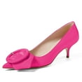 thumbnail image 1 of YDN Women Classic Chic Buckle Kitten Low Heel Pumps Pointy Closed Toe Slip On Patent Basic Office Dress Slide Shoes Size 13 Hot Pink, 1 of 4