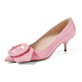 thumbnail image 1 of YDN Women Classic Chic Buckle Kitten Low Heel Pumps Pointy Closed Toe Slip On Patent Basic Office Dress Slide Shoes Size 14 Pink, 1 of 1