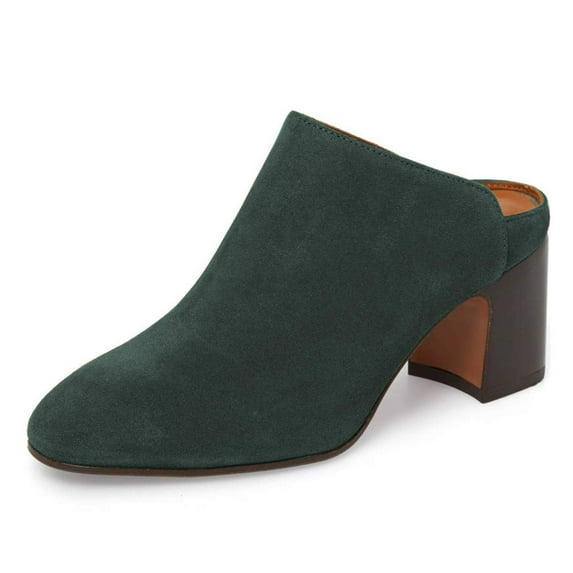 YDN Women Classic Chunky Clogs Mid Heels Slide Mule Slip On Closed Toe Backless Pumps Casual Loafer Dressy Shoes Size 12 Atrovirens