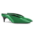 thumbnail image 1 of YDN Women Classic Closed Pointed Toe Slip On Clogs Kitten Low Heels V Cut Mules Comfortable Shopping Dressy Slides Sandals Size 12 Green, 1 of 4