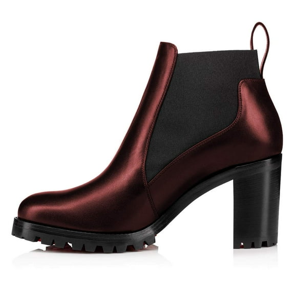 Women Classic Combat Chelsea Chunky Mid Heel Ankle Boots Slip On Resistant Motorcycle Pumps Fall Winter Shoes Size 6 Wine Red