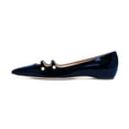 thumbnail image 1 of YDN Women Classic Flats Low Heels Pumps Pointed Closed Toe Slip On Comfortable Double Straps Dressy Slide Shoes Size 11 Navy, 1 of 3