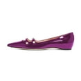 thumbnail image 1 of YDN Women Classic Flats Low Heels Pumps Pointed Closed Toe Slip On Comfortable Double Straps Dressy Slide Shoes Size 9.5 Purple, 1 of 3