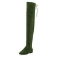 thumbnail image 1 of YDN Women Classic Lace Up Thigh High Chunky Low Heel Dress Flat Long Booties Round Closed Toe Over The Knee Boots Casual Winter Shoes Size 9 Green, 1 of 3