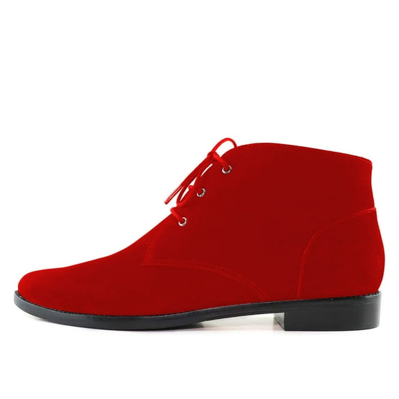 YDN Women Classic Low Heel Pointed Toe Lace Up Chukka Ankle Boots Fall Winter Flat Booties Casual Daily Dress Shoes Size 9.5 Red
