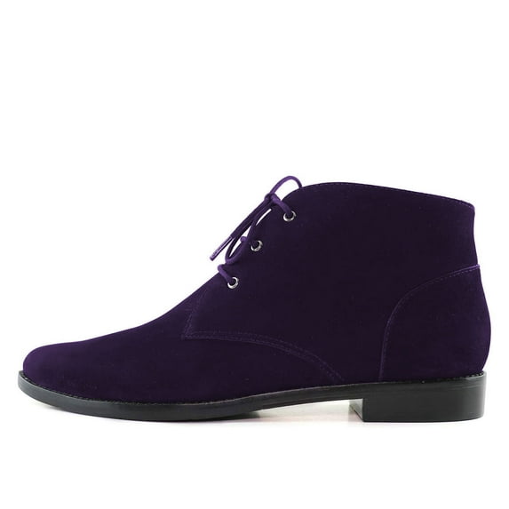 YDN Women Classic Low Heel Pointed Toe Lace Up Chukka Ankle Boots Fall Winter Flat Booties Casual Daily Dress Shoes Size 9 Purple