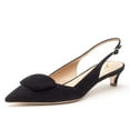 thumbnail image 1 of YDN Women Classic Low Kitten Heel Slingback Pumps Pointed Closed Toe Slip On Comfortable Business Shoes Size 4 Black Suede, 1 of 4