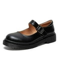 thumbnail image 1 of YDN Women Classic Mary Jane Flats Round Closed Toe Platform Adjustable Single Ankle Strap Buckle Pumps Casual Cosplay School Dress Shoes Size 6 Black, 1 of 4