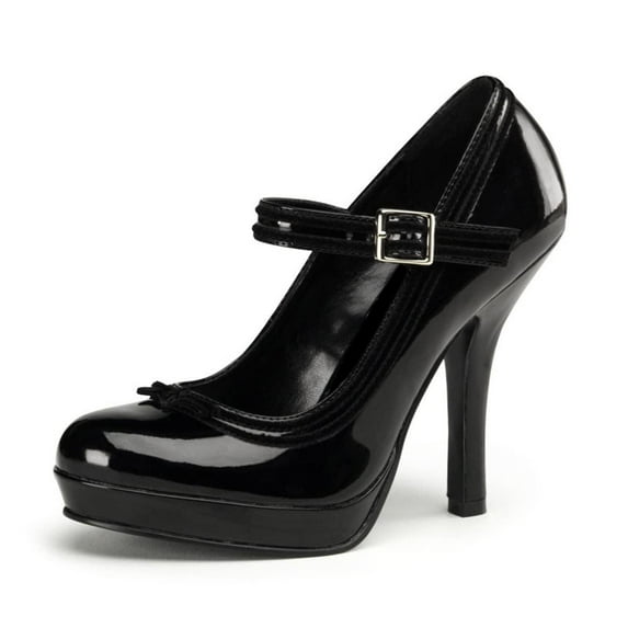 YDN Women Classic Platform Round Closed Toe Pumps Single Buckle Strap Spool High Heel Mary Jane Office Formal Wear Dressy Shoes Size 8 Black