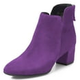 thumbnail image 1 of YDN Women Classic Round Closed Toe Chelsea Ankle Boots Block Low Heel Back Zipper Booties Winter Dressy Shoes Size 10.5 Purple, 1 of 5