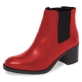 thumbnail image 1 of YDN Women Classic Round Closed Toe Mid Block Heel Chelsea Boots Elastic Pull On Ankle Booties Comfy Dressy Shoes Size 12 Red, 1 of 5