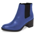 thumbnail image 1 of YDN Women Classic Round Closed Toe Mid Block Heel Chelsea Boots Elastic Pull On Ankle Booties Comfy Dressy Shoes Size 7.5 Blue, 1 of 5