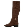 thumbnail image 1 of YDN Women Classic Round Closed Toe Strap Buckle Knee High Boots Block Low Heel Side Zipper Calf Boots Casual Winter Shoes Size 12 Brown, 1 of 4