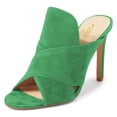 thumbnail image 1 of YDN Women Classic Round Open Toe Stiletto Sandals High Heels Backless Mule Pumps Slip On Slide Dress Clogs Shoes Size 10 Green, 1 of 4