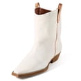 thumbnail image 1 of YDN Women Classic Square Closed Toe Ankle Boots Back Zipper Stacked Low Heel Wide Calf Booties Casual Dressy Shoes Size 9.5 White, 1 of 5