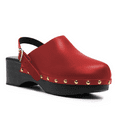 thumbnail image 1 of YDN Women Closed Round Toe Slingback Clogs Mules Buckle Studded Low Thick Heeled Sandals Casual Dress Daily Shoes Size 10.5 Red, 1 of 4