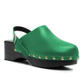 thumbnail image 1 of YDN Women Closed Round Toe Slingback Clogs Mules Buckle Studded Low Thick Heeled Sandals Casual Dress Daily Shoes Size 6.5 Green, 1 of 4