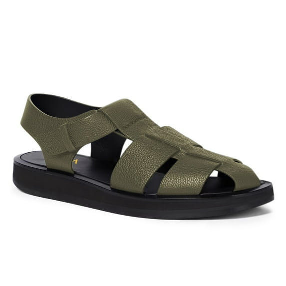 YDN Women Closed Square Toe Fisherman Sandals Platform Adjustable Strap Flats Summer Outdoor Dressy Shoes Size 7 Dark Green