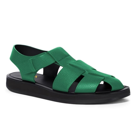 YDN Women Closed Square Toe Fisherman Sandals Platform Adjustable Strap Flats Summer Outdoor Dressy Shoes Size 7 Green