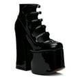 thumbnail image 1 of YDN Women Closed Toe Strappy Platform Pumps Nail Studded Buckle Chunky High Heels Fashion Cocktail Party Dressy Shoes Size 15 Black Patent, 1 of 4