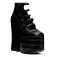 thumbnail image 1 of YDN Women Closed Toe Strappy Platform Pumps Nail Studded Buckle Chunky High Heels Fashion Cocktail Party Dressy Shoes Size 5.5 Black Studded, 1 of 4