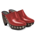 thumbnail image 1 of YDN Women Closed Toe Studded Clog Mules Slip on Platform Chunky High Heels Daily Dress Casual Slide Pumps Size 4 Red, 1 of 4
