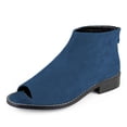 thumbnail image 1 of YDN Women Comfort Block Low Heels Ankle Bootie Peep Toe Pumps Versatile Suede Flats Shoes with Back Zipper Daily Size 14 Blue, 1 of 5