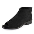 thumbnail image 1 of YDN Women Comfort Block Low Heels Ankle Bootie Peep Toe Pumps Versatile Suede Flats Shoes with Back Zipper Daily Size 6.5 Black, 1 of 5
