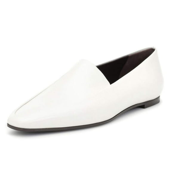 YDN Women Comfortable Almond Closed Toe Loafers Flats Heels Slip On Pumps Office Ladies Fashion Dressy Soft Shoes Size 4 White