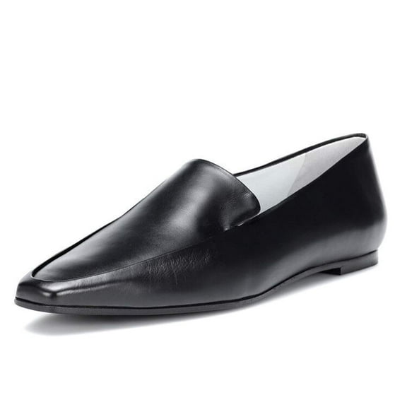 YDN Women Comfortable Almond Closed Toe Loafers Flats Heels Slip On Pumps Office Ladies Fashion Dressy Soft Shoes Size 5 Black