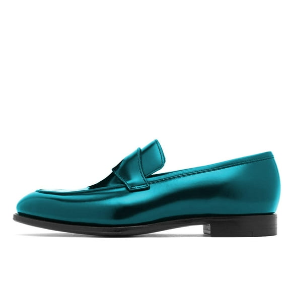 YDN Women Comfortable Alomond Closed Toe Loafer Chunky Low Heel Slip On Pumps Wide Strap Office Dressy Slide Shoes Size 10 Teal