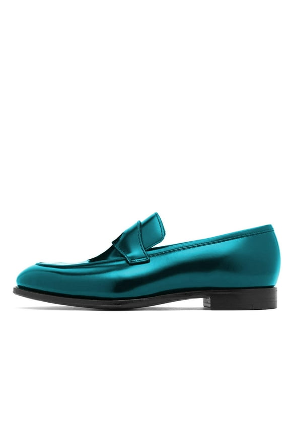 Women Comfortable Alomond Closed Toe Loafer Chunky Low Heel Slip On Pumps Wide Strap Office Dressy Slide Shoes Size 10 Teal