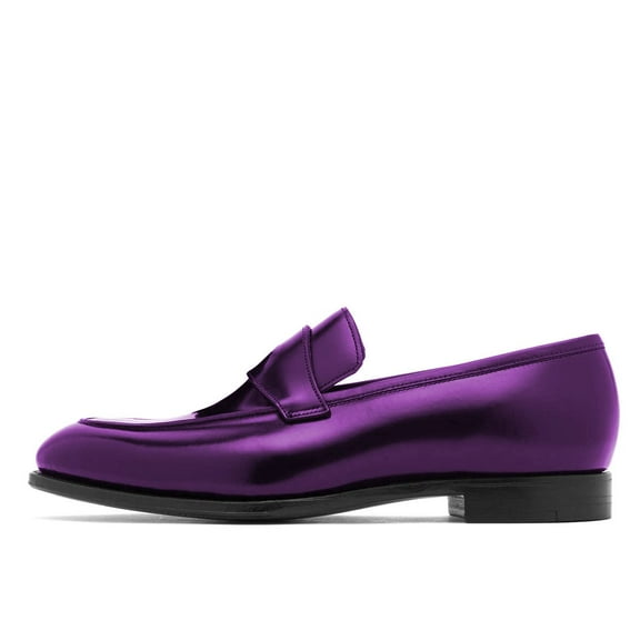 YDN Women Comfortable Alomond Closed Toe Loafer Chunky Low Heel Slip On Pumps Wide Strap Office Dressy Slide Shoes Size 7.5 Purple
