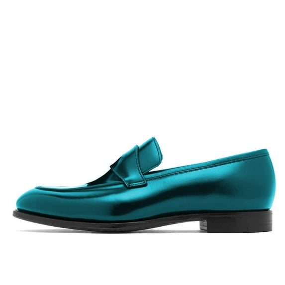 YDN Women Comfortable Alomond Closed Toe Loafer Chunky Low Heel Slip On Pumps Wide Strap Office Dressy Slide Shoes Size 8 Teal