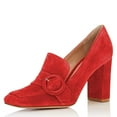 thumbnail image 1 of YDN Women Comfortable Chunky High Heels Square Closed Toe Loafer Slip On Buckle Decoration Pumps Dress Office Shoes Size 15 Red, 1 of 7