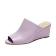 thumbnail image 1 of YDN Women Comfortable Peep Toe Slipper Pumps Slip On Wedge High Heels Backless Sandals Office Causal Slide Shoes Size 6.5 Light Purple, 1 of 4