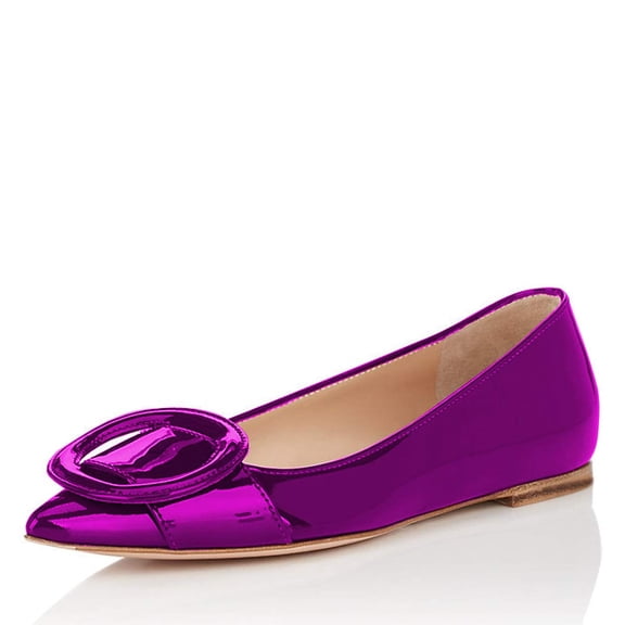 YDN Women Comfortable Pointed Closed Toe Ballet Flats Buckle Comfort Slip On Dressy Walking Casual Shoes Size 12 Pink