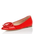 thumbnail image 1 of YDN Women Comfortable Pointed Closed Toe Ballet Flats Buckle Comfort Slip On Dressy Walking Casual Shoes Size 9 Red, 1 of 4