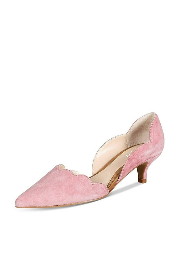 Women Comfortable Pointy Closed Toe Pumps Kitten Low Heel Slip-on D'Orsay Office Party Dressy Wedding Shoes Size 9 Light Pink
