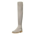 thumbnail image 1 of YDN Women Comfortable Pull On Over The Knee Flats Heels Boots Round Closed Toe Knee High Low Heels Winter Shoes Size 7 Gray, 1 of 4