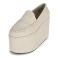 thumbnail image 1 of YDN Women Comfortable Round Toe Chunky Platform Loafers Wedge High Heel Slip On Pumps Office Evening Casual Shoes Size 10 White, 1 of 4