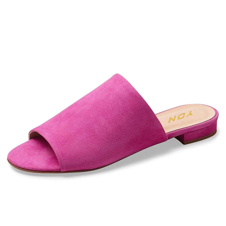 Ydn Women Comfortable Slip On Flat Low Heels Mules Slide Backless Sandals Summer Vocation Daily Dressy Slipper Shoes Size 6 Purple, Women's