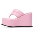 thumbnail image 1 of YDN Women Comfy Open Toe Slip On Mules Wedge High Heels Flip Flop Platform Slippers Summer Party Event Shoes Size 10 Pink, 1 of 3