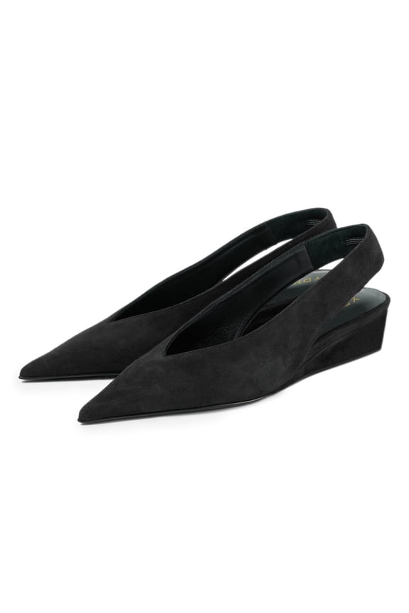 Women Comfy Pointy Toe Low Heel Slip On Pumps Wedges Elastic Slingback Strap Sandals Chic prom Dating Shoes Size 14 Black