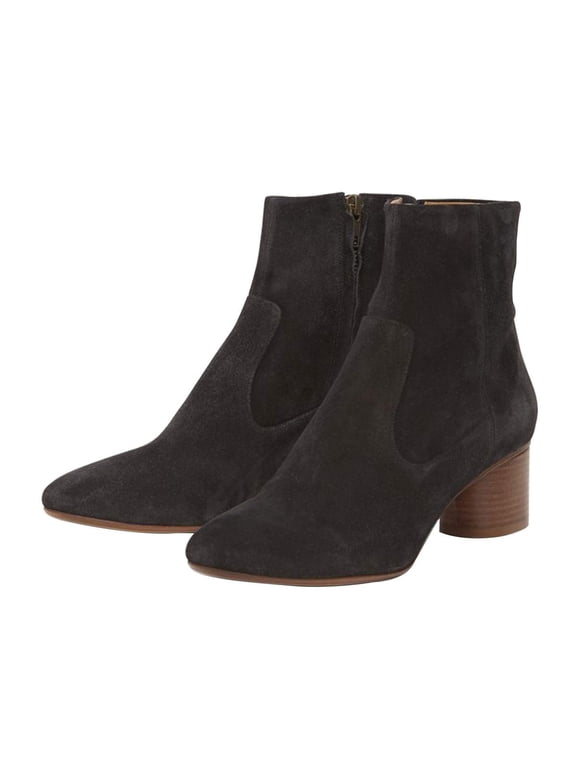 Women Comfy Round Closed Toe Ankle Bootis Medium Chunky Heels Booties Classic Zipper Pull On Office Shoes Size 4 Black