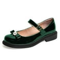 thumbnail image 1 of YDN Women Cozy Round Toe Buckle Strap Mary Jane Flats Bows Pearl Block Low Heel Pumps Daily Wear Outfit Shoes Size 8 Dark Green, 1 of 4