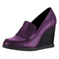 thumbnail image 1 of YDN Women Dressy Loafers Pumps Square Closed Toe Slip On Wedge High Heels Shoes Shopping Daily Wear Size 5 Purple, 1 of 4